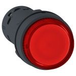 Schneider Electric Моноблочная кнопка с подсветкой, пластик, красный, Ø22, встроенный светодиод, пружинный возврат, 230…240 V AC, 1 НО (арт. XB7NW34M1) фото